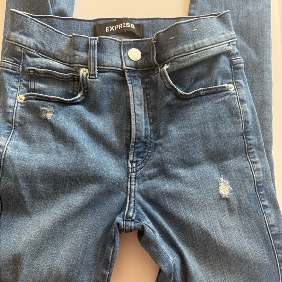 Express Ankle Legging High Rise Distressed Jeans - Picture 5 of 9